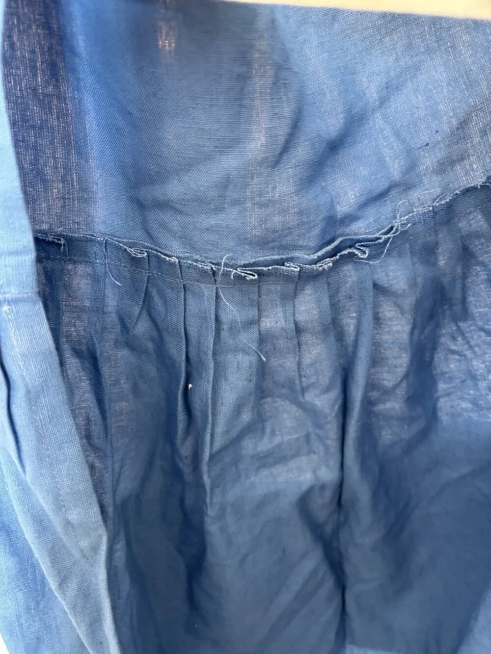 100% Linen Apron Made In India Blue Pockets ONE SIZE FITS MOST Farm Cottage NWT‎